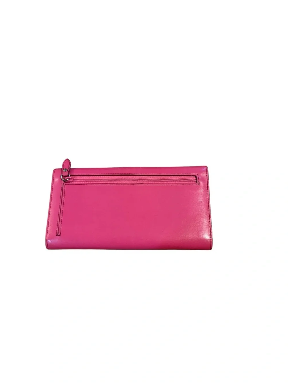 Lodis Bright Fuchsia Leather Flap Clutch with Subtle Embossed Logo